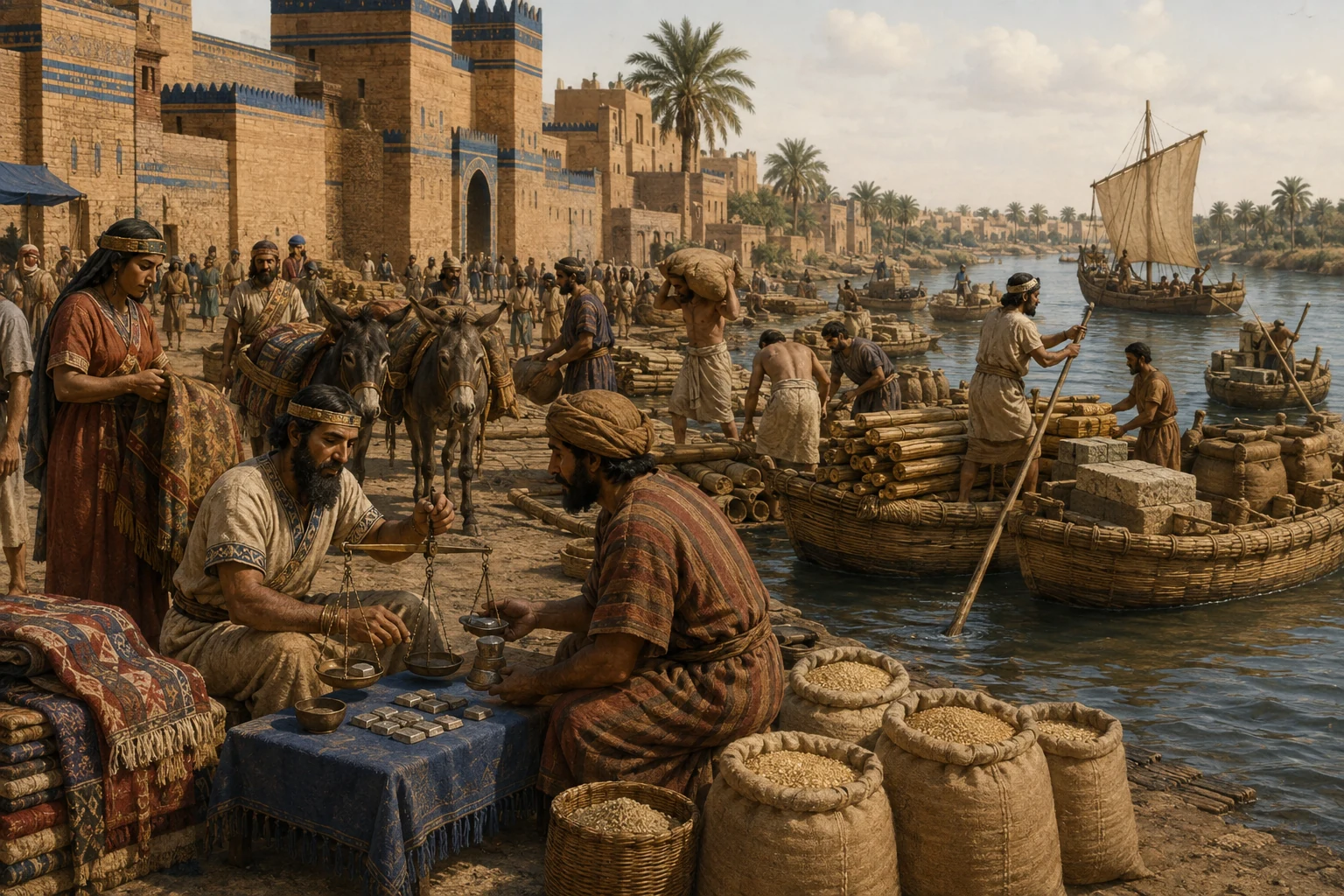 Mercado, comercio y transporte fluvial mesopotámicos.