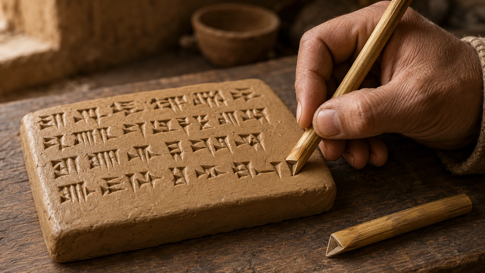 Tablilla de escritura cuneiforme.