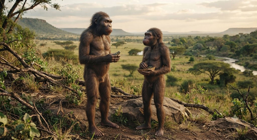 Reconstrucción de un australopiteco.