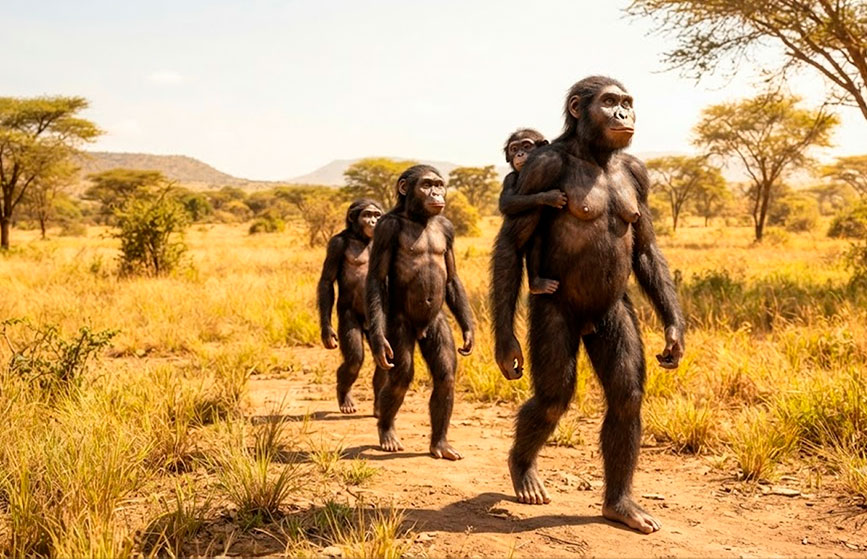 Reconstrucción de los primeros homininos africanos.
